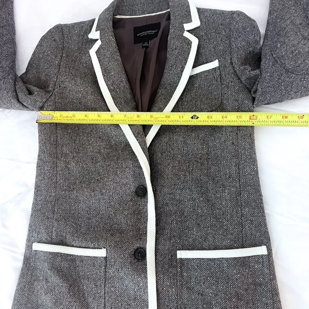 Banana Republic Women’s Wool Notched Collar Button Front Jacket Blazer Size 0 - Picture 9 of 13